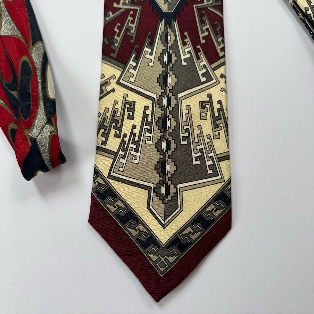 Exquisite Pair Of Emilio Romano Silk Italian Mens Neckties - Picture 3 of 5